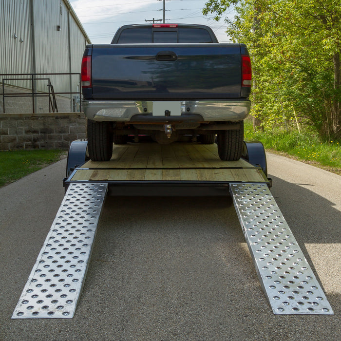 HD Ramps Car Trailer Ramp - 7' 10"Lx15''W - Hook End - Punch Plate - Knife Foot - 5000 lbs Capacity