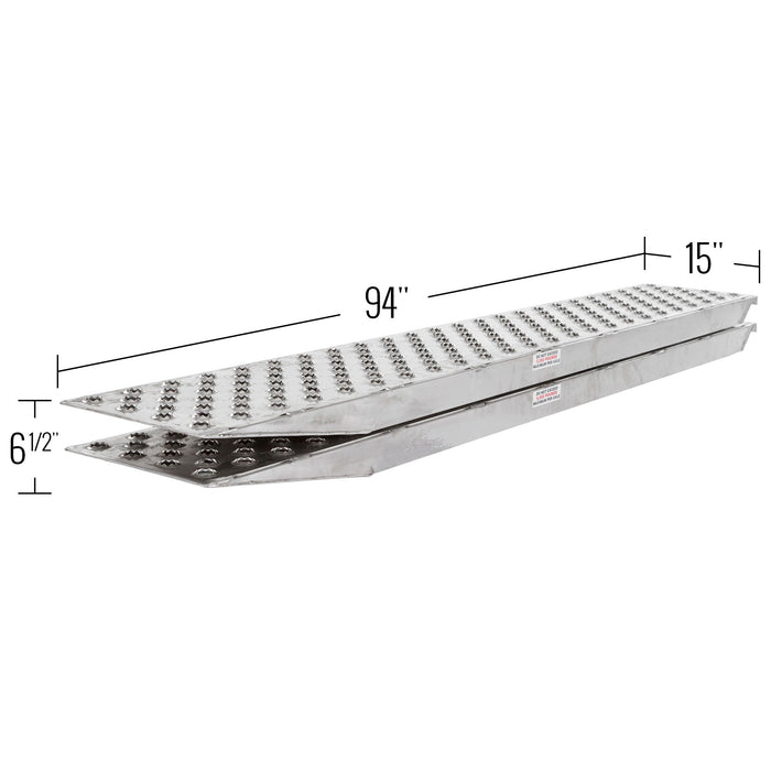 HD Ramps Car Trailer Ramp - 7' 10"Lx15''W - Hook End - Punch Plate - Knife Foot - 5000 lbs Capacity