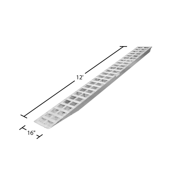 HD Ramps Car Trailer Ramp - 12'Lx16''W - Hook End - Rung Plate - Knife Foot - 5000 lbs Capacity