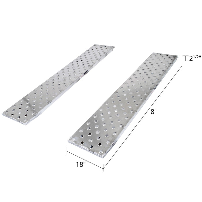 HD Ramps Car Trailer Ramp - 8'Lx18''W - Hook End - Punch Plate - Knife Foot - 5000 lbs Capacity