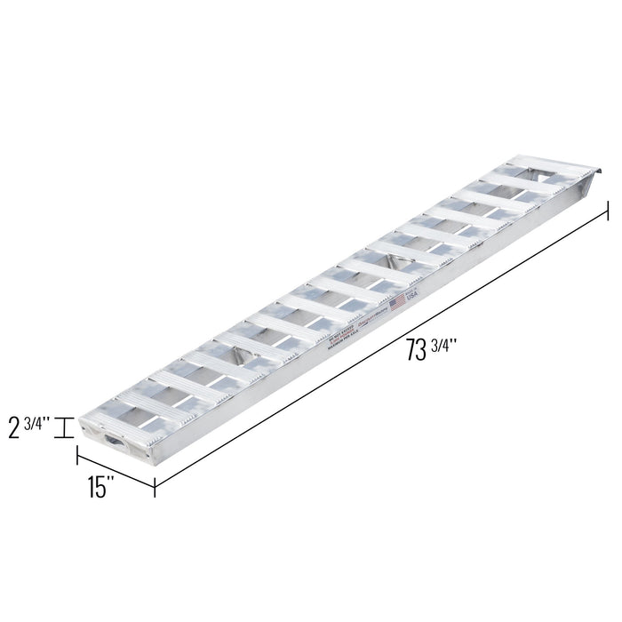 HD Ramps Car Trailer Ramp - 6'Lx15''W - Hook End - Rung Plate - Stub Foot - 8000 lbs Capacity