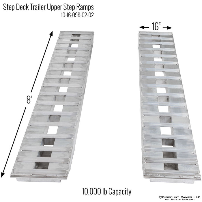 HD Ramps 8' x 16" - 10,000 lb Capacity Ramp - Upper Deck Ramp (pair) 10-16-096-02-02