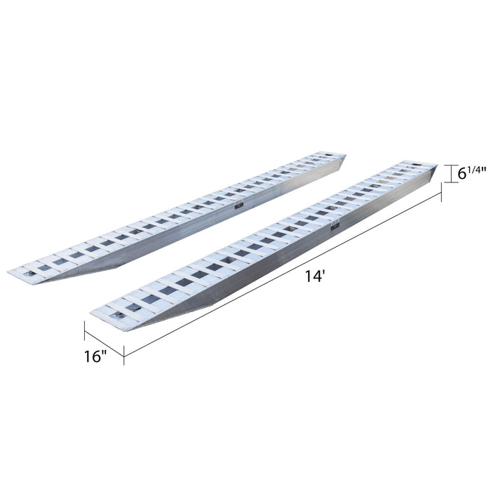 HD Ramps Car Trailer Ramp - 14'Lx16''W - Pin-on End - Rung Plate - Knife Foot - 12000 lbs Capacity