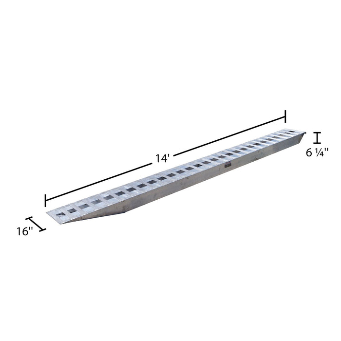 HD Ramps Car Trailer Ramp - 14'Lx16''W - Hook End - Rung Plate - Knife Foot - 12000 lbs Capacity