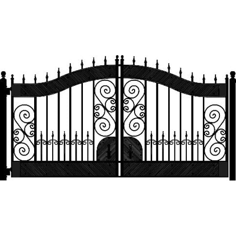 Amazing Gates Dual Swing Driveway Gate - Hyde Park Bi-Parting gate 20' wide x 6'6" high with black powder coat finish AGA-HYDE-BP-20-Amazing Gates of America-Access Division