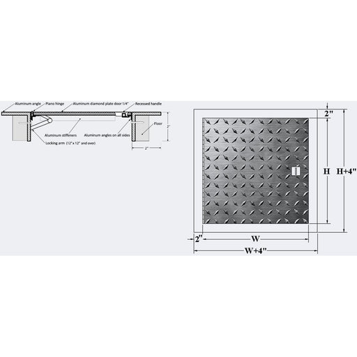 Cendrex Flush Aluminum Floor Hatch with Exposed Flange PPA-00-Cendrex-Access Division