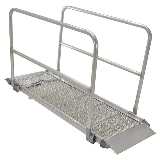 Vestil Aluminum Grip-Strut Walk Ramps with Hand Rails AWR-G-28-10A-HR-Vestil-Access Division