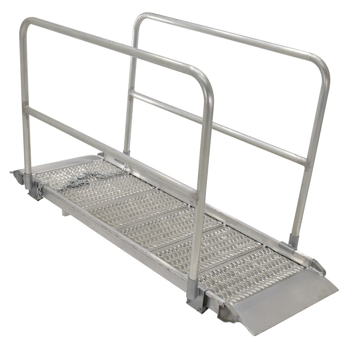 Vestil Aluminum Grip-Strut Walk Ramps with Hand Rails AWR-G-28-16A-HR ...